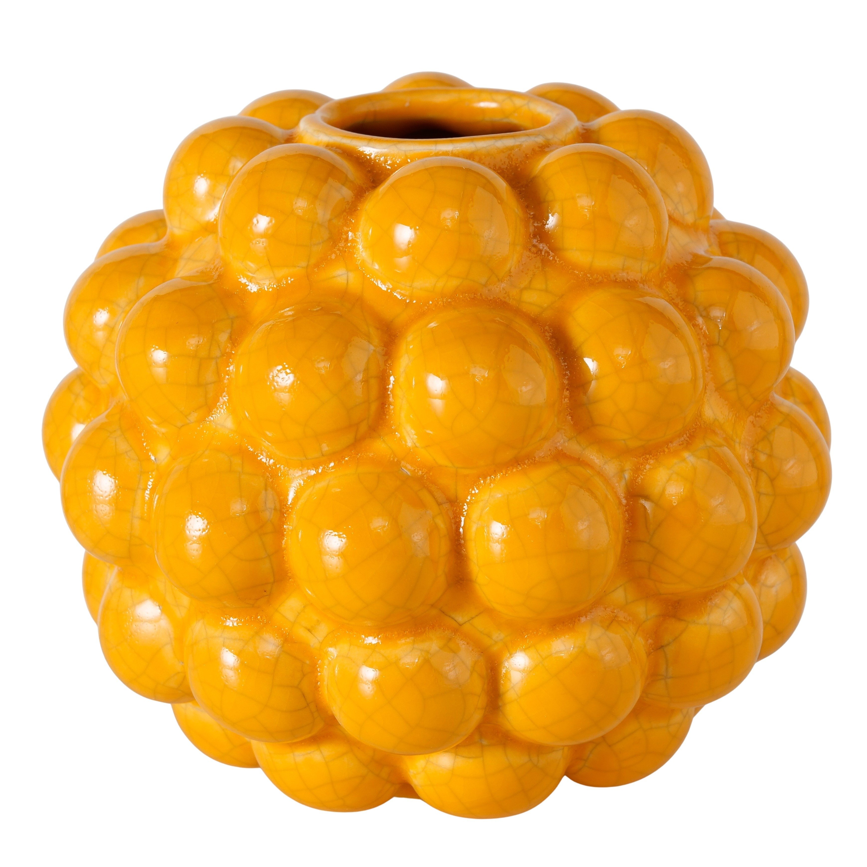 Boltze Vase Morten – Moderne Keramikvase in Orange mit kugeliger Struktur