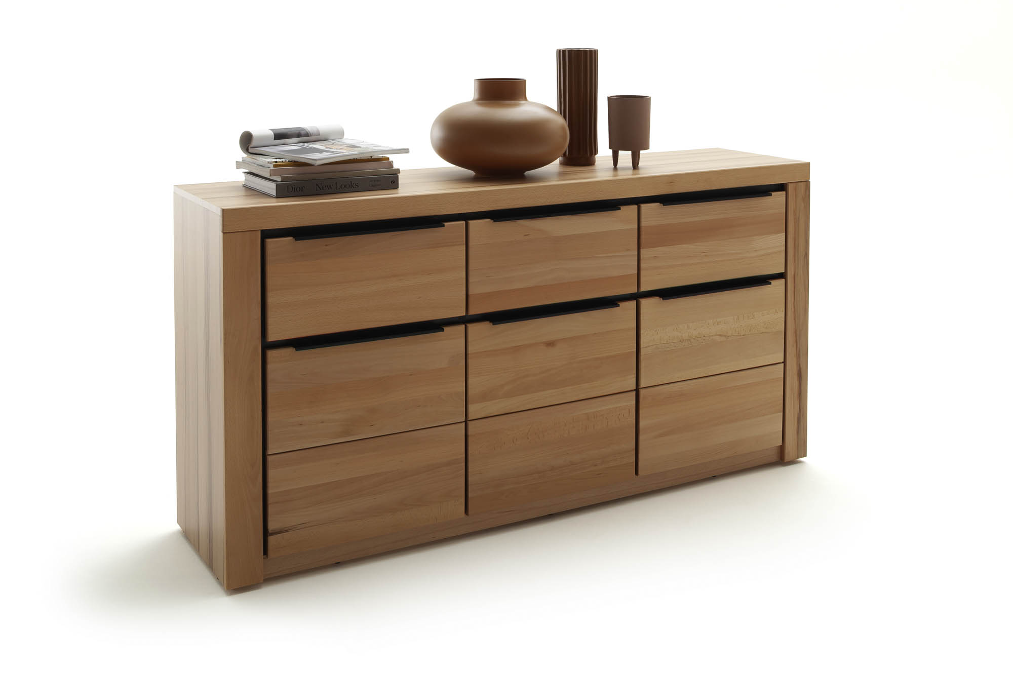 Sideboard 3 Holztüren und 3 Schubkästen - Buche massiv -  Broderick