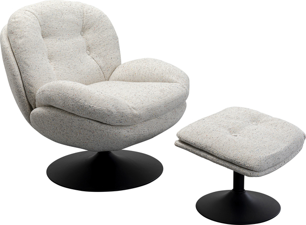 Drehsessel mit Hocker creme - KARE Stanford