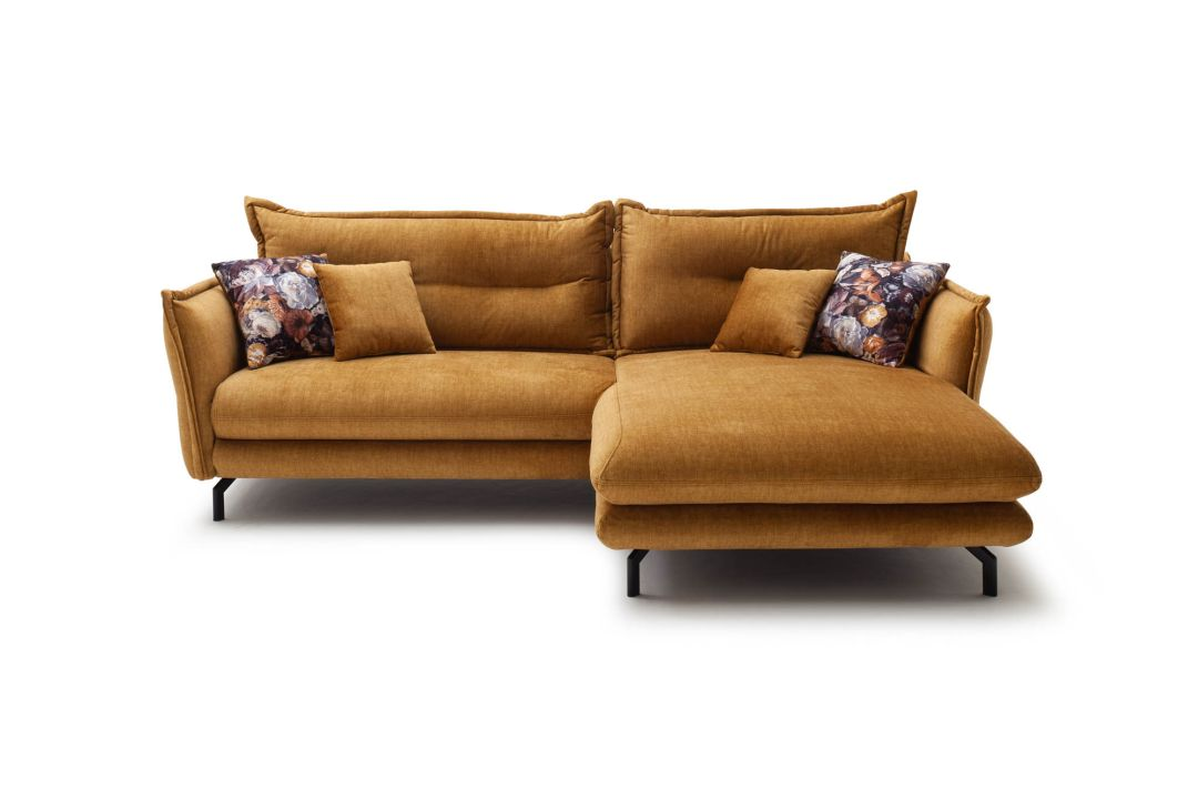 Benformato Wohnlandschaft Lava Recamiere rechts Stoff gelb 255 x 180 cm