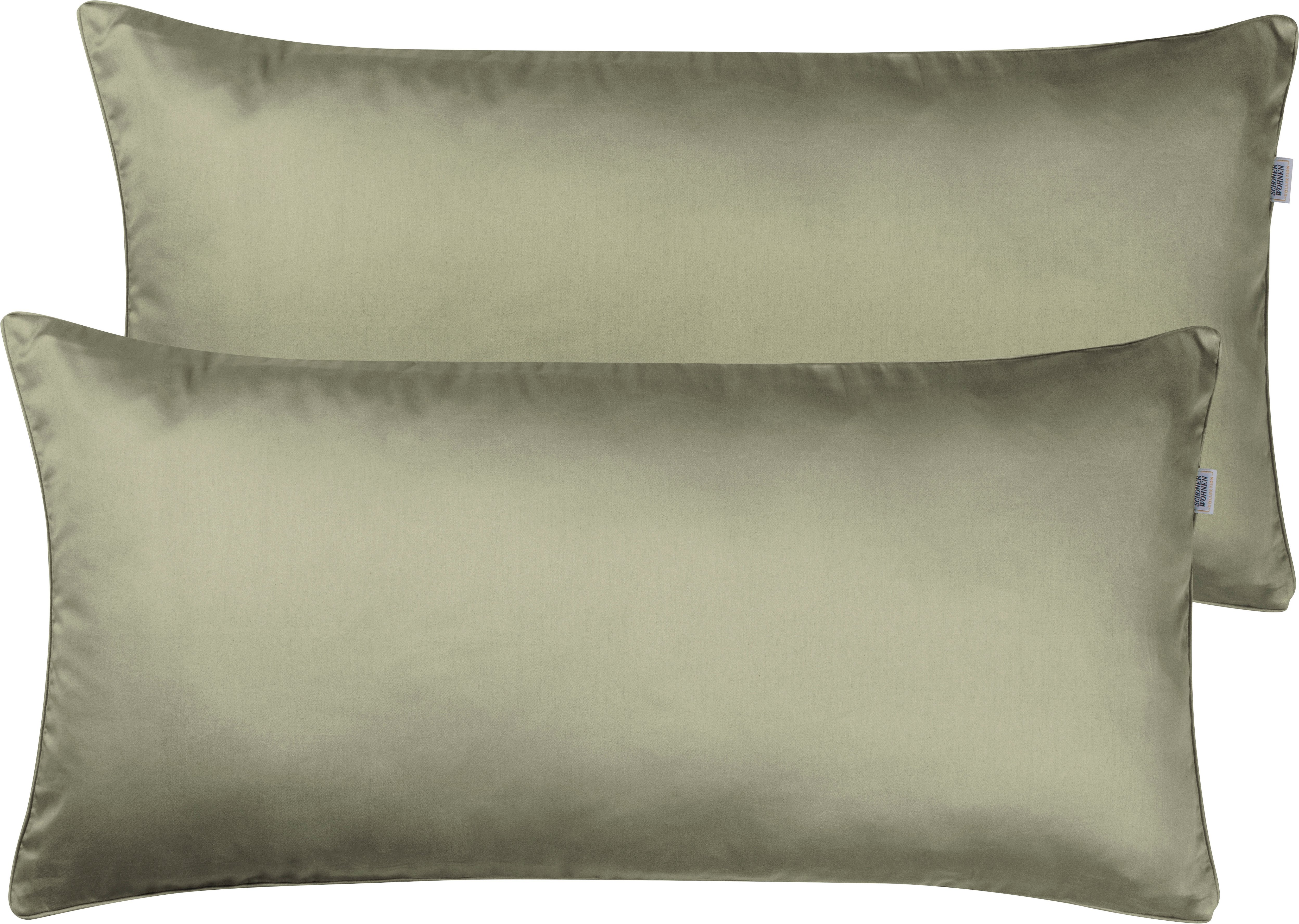 Zierkissenhüllen 2er Olive - 100 % Baumwolle 40 x 80 cm