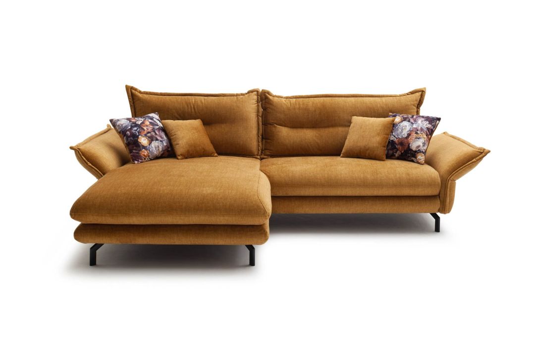 Benformato Wohnlandschaft Lava Recamiere links Stoff gelb 255 x 180 cm