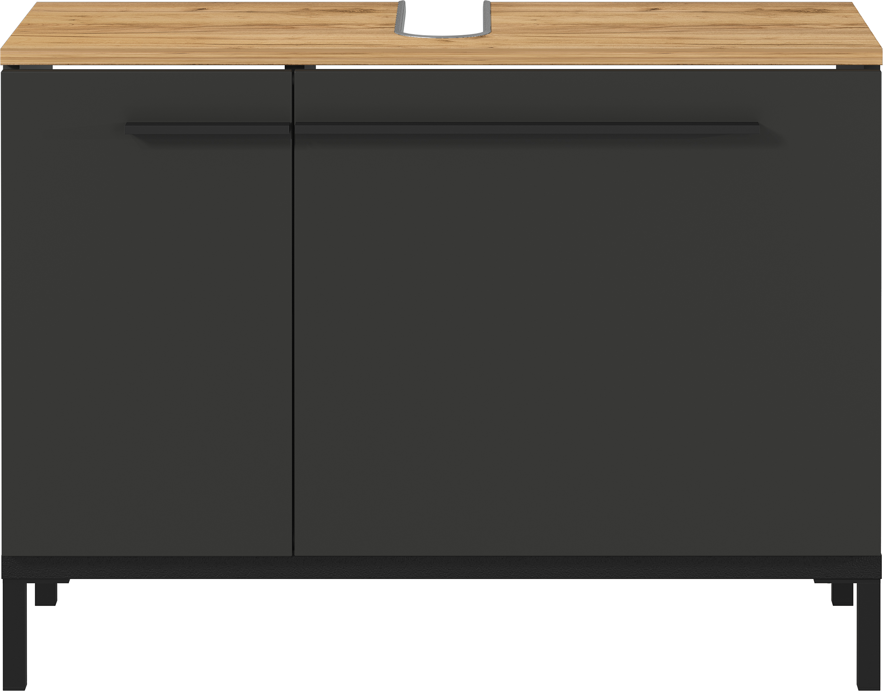Waschbeckenunterschrank Graphit & Navarra Eiche Nachbildung - Barcelona - mit 2 Türen