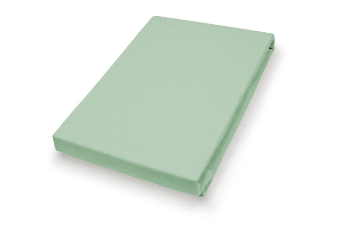 Hahn Haustextilien Mako-Feinjersey-Spannbetttuch eukalyptus 190 x 200 cm