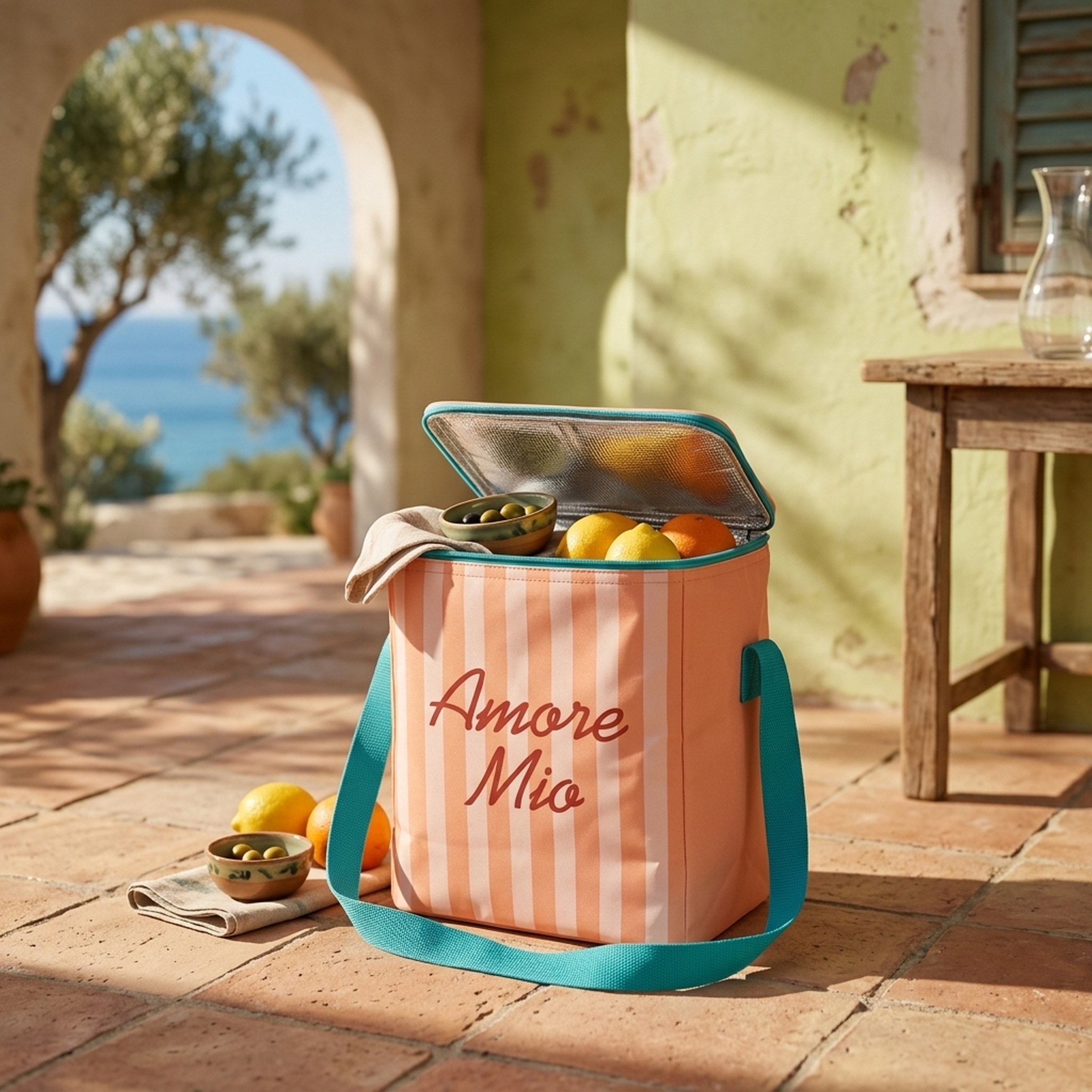 Boltze Kühltasche Amore Mio – Stylische Isoliertasche im mediterranen Sommer-Design