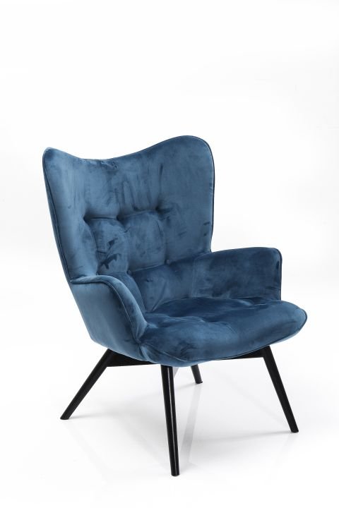 Sessel blau - KARE Black Vicky Velvet Petrol