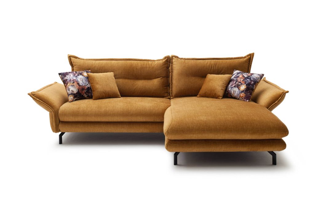 Benformato Wohnlandschaft Lava Recamiere rechts Stoff gelb 255 x 180 cm
