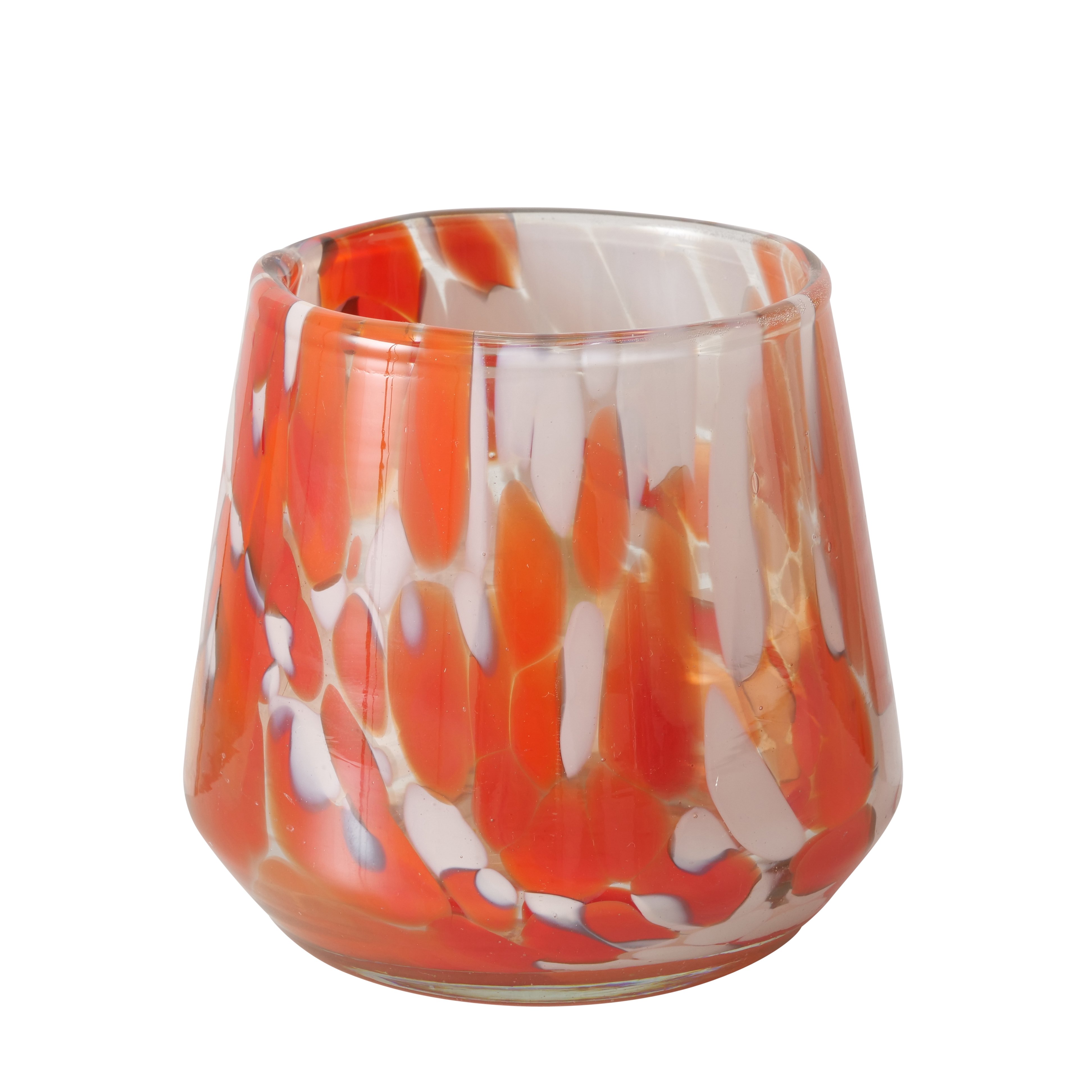 Boltze Windlicht Layla Modernes Glas-Windlicht in Orange-Weiß mit Muster