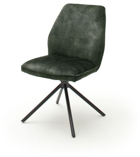 Esszimmerstuhl 4 Fuß Stuhl - Vintage  Velouroptik olive - Ottawa