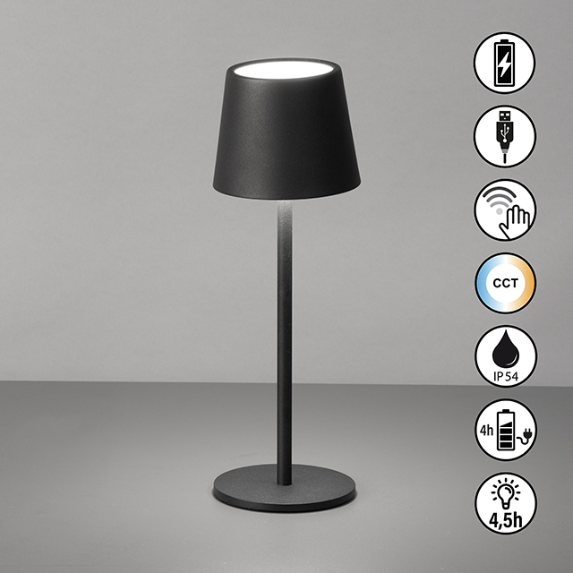 LED-Tisch/- und Außenleuchte Roxi sandschwarz