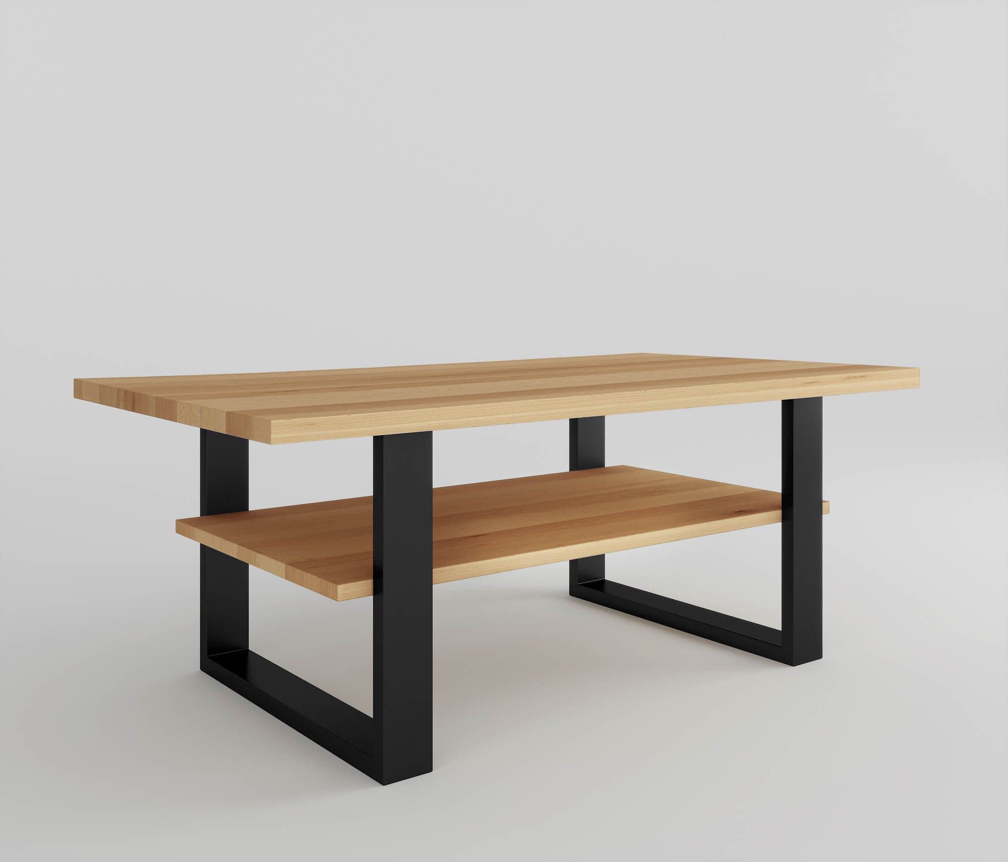 Couchtisch mit Ablage - Tischplatte Buche massiv 4cm stark -  Broderick