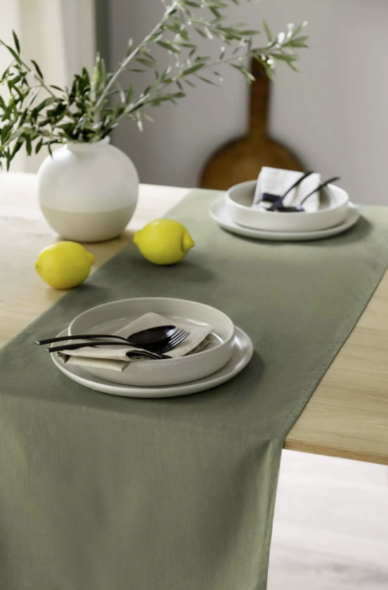 Schöner Wohnen Tischläufer Base 40x150 cm Khaki – Baumwolle, waschbar & modernes Design