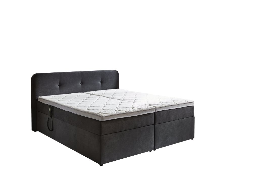 Boxspringbett 180 x 200 cm - mit motor. Rücken-/Fuß-Verstellung, 7 Zonen-Taschenfederkern, Stauraum und integriertem Topper - Sun Garden Bergen