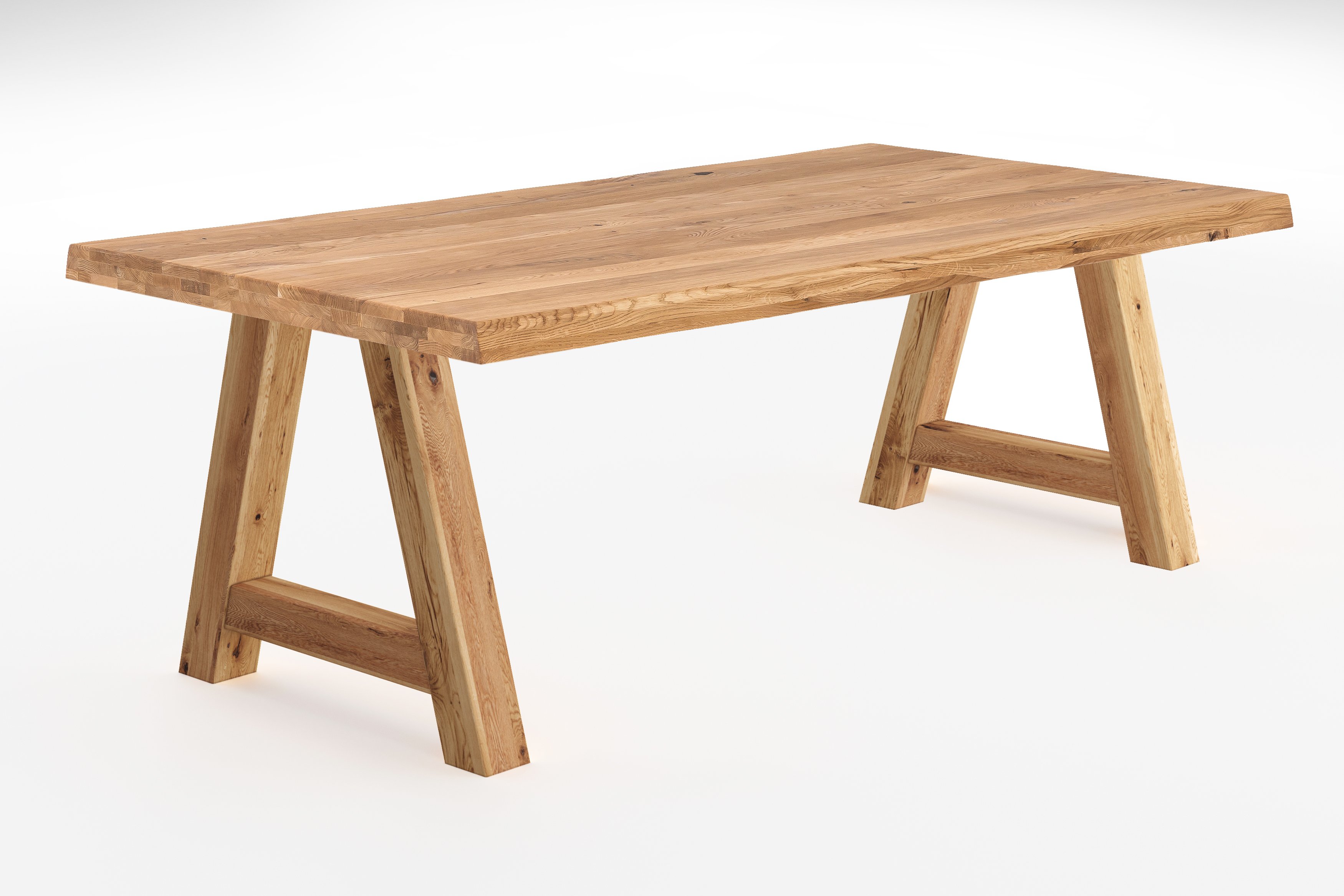 Elfo Möbel Esstisch Eiche geölt Durchg. Lamelle mit gerader Kante , Gestell: A-Fuß Eiche geölt , 240 x 100 cm , Walton S1002324+T3000TAH