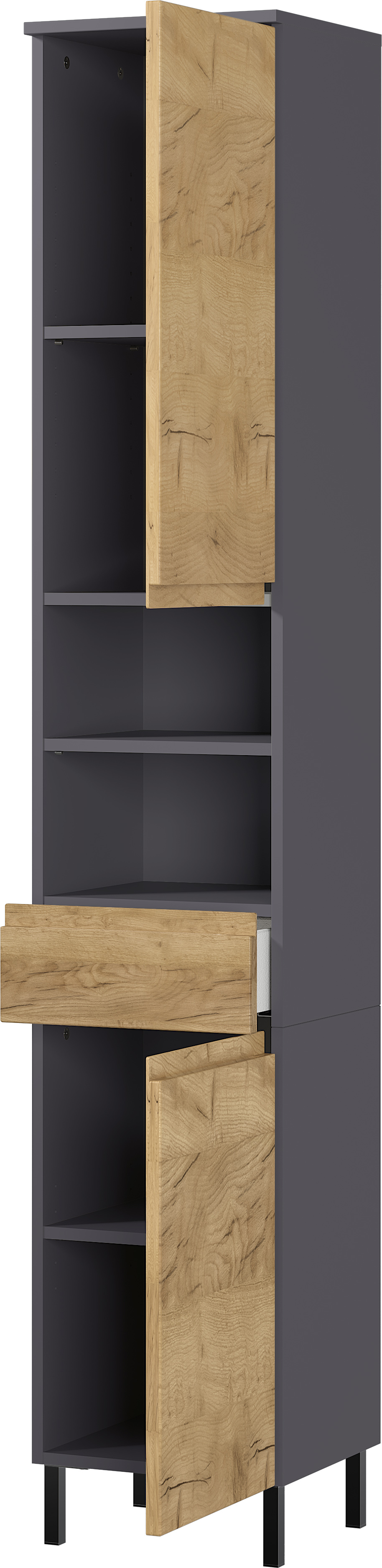 Hochschrank Graphit - Bilbao - mit 2 Türen und 1 Schubkasten