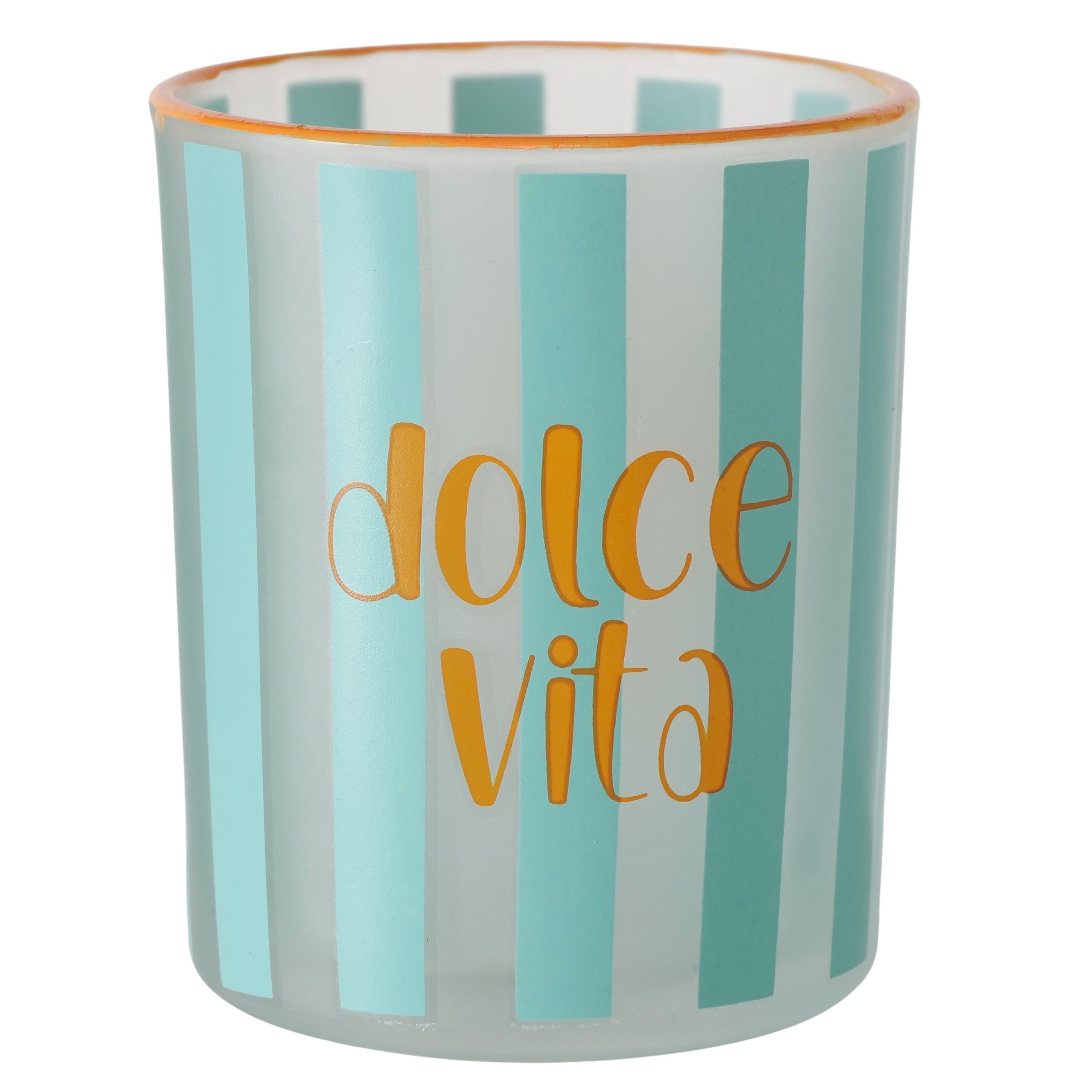 Boltze Windlicht Dolce Vita – Glas-Windlicht im mediterranen Streifen-Design