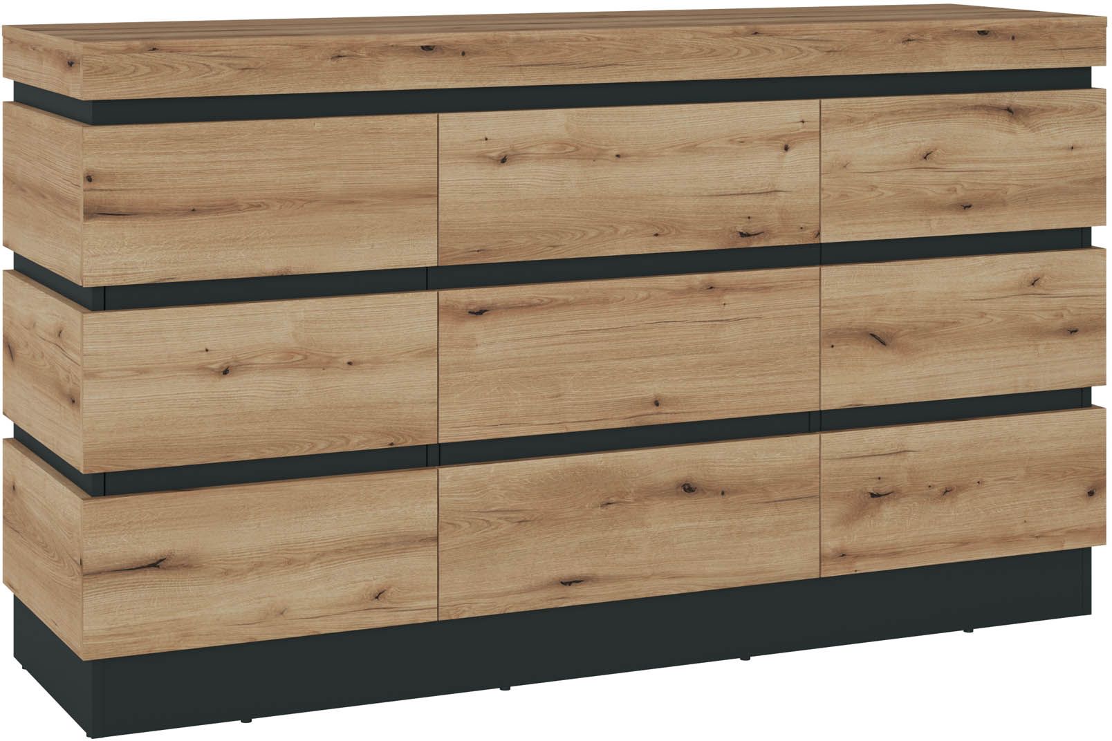 Kommode Coast Evoke Eiche Dekor / Kosmos Grau - Corte - mit Softclose-Funktion