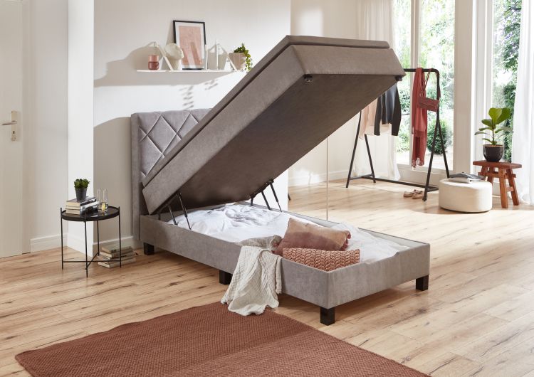 Sun Garden Boxspringbett Aalborg grau 120 x 200 cm