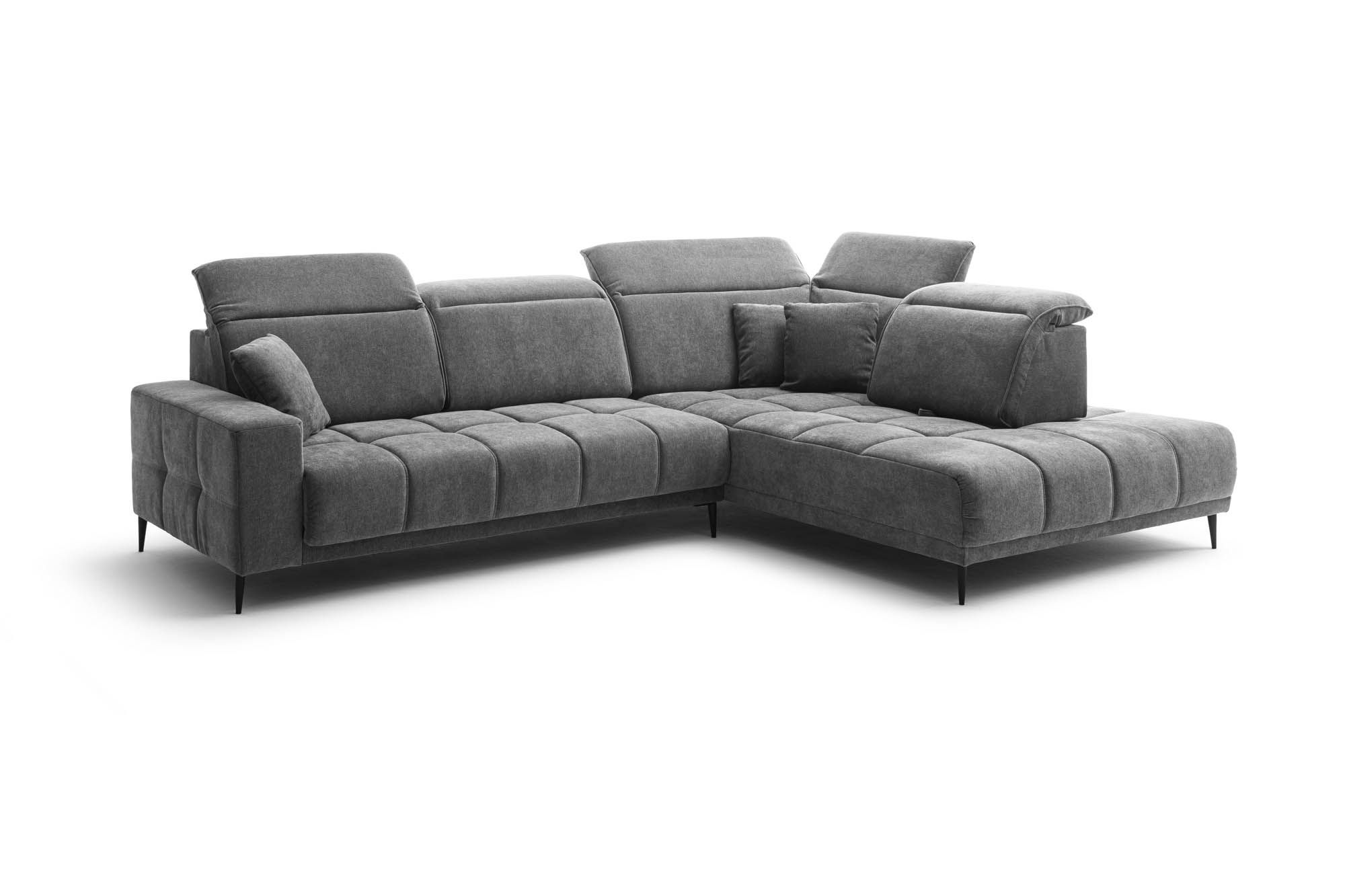 Wohnlandschaft Livorno Umbauecke rechts Stoff grau 317 x 230 cm