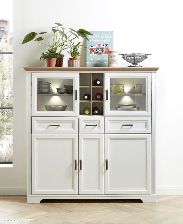 Innostyle Highboard Jasmin weiß 143 x 150 cm