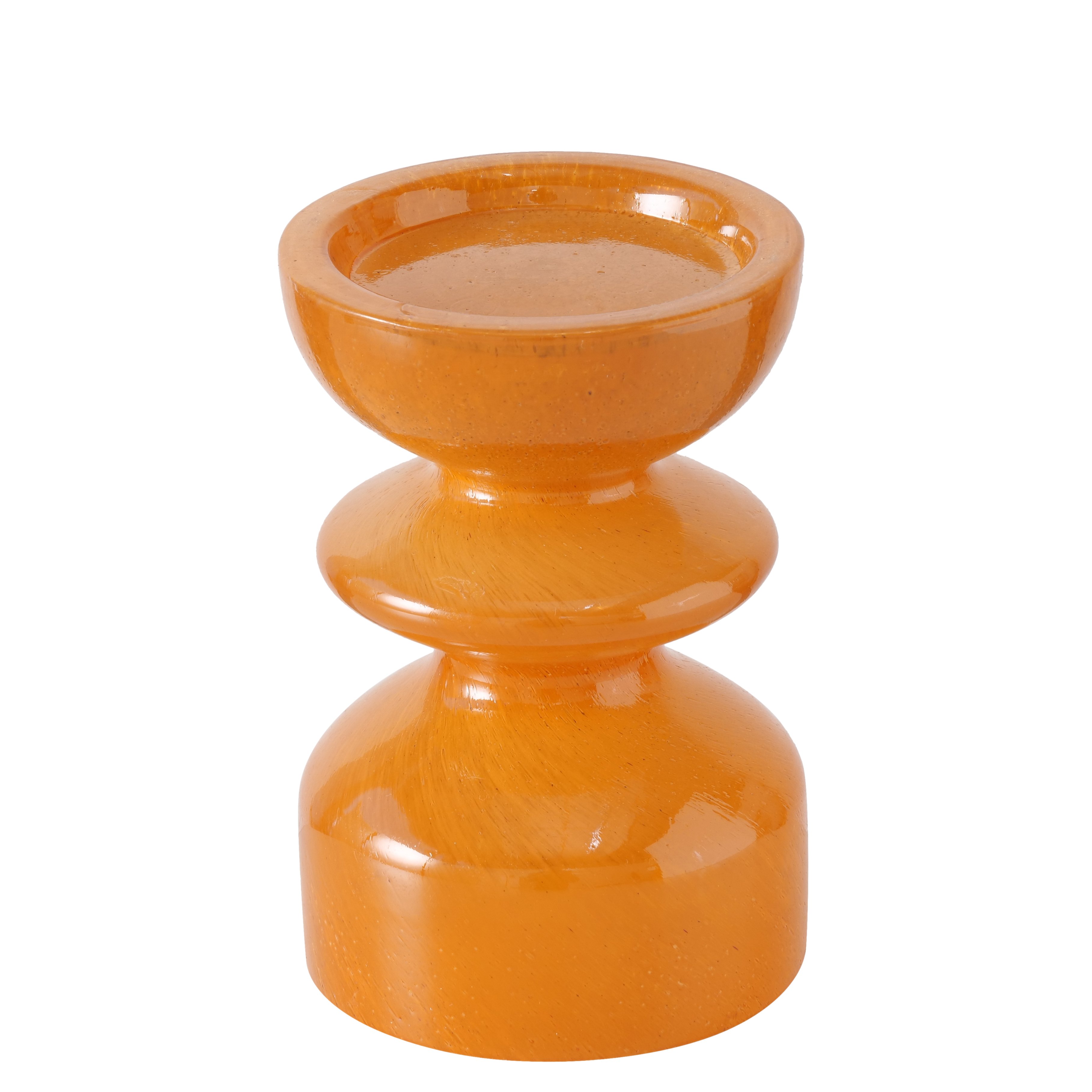Boltze Kerzenleuchter Peolina – Moderner Glas-Kerzenhalter in warmem Orange