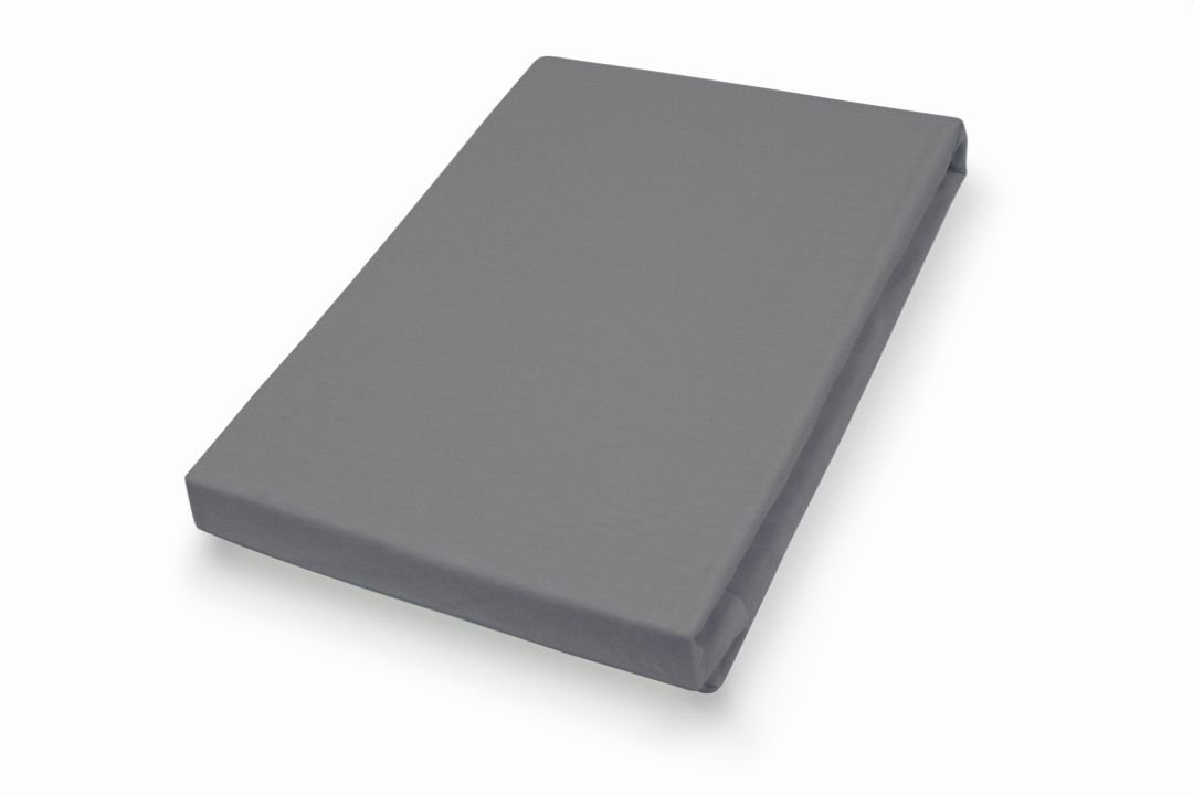 Hahn Haustextilien Mako-Feinjersey-Spannbetttuch anthrazit 100 x 200 cm