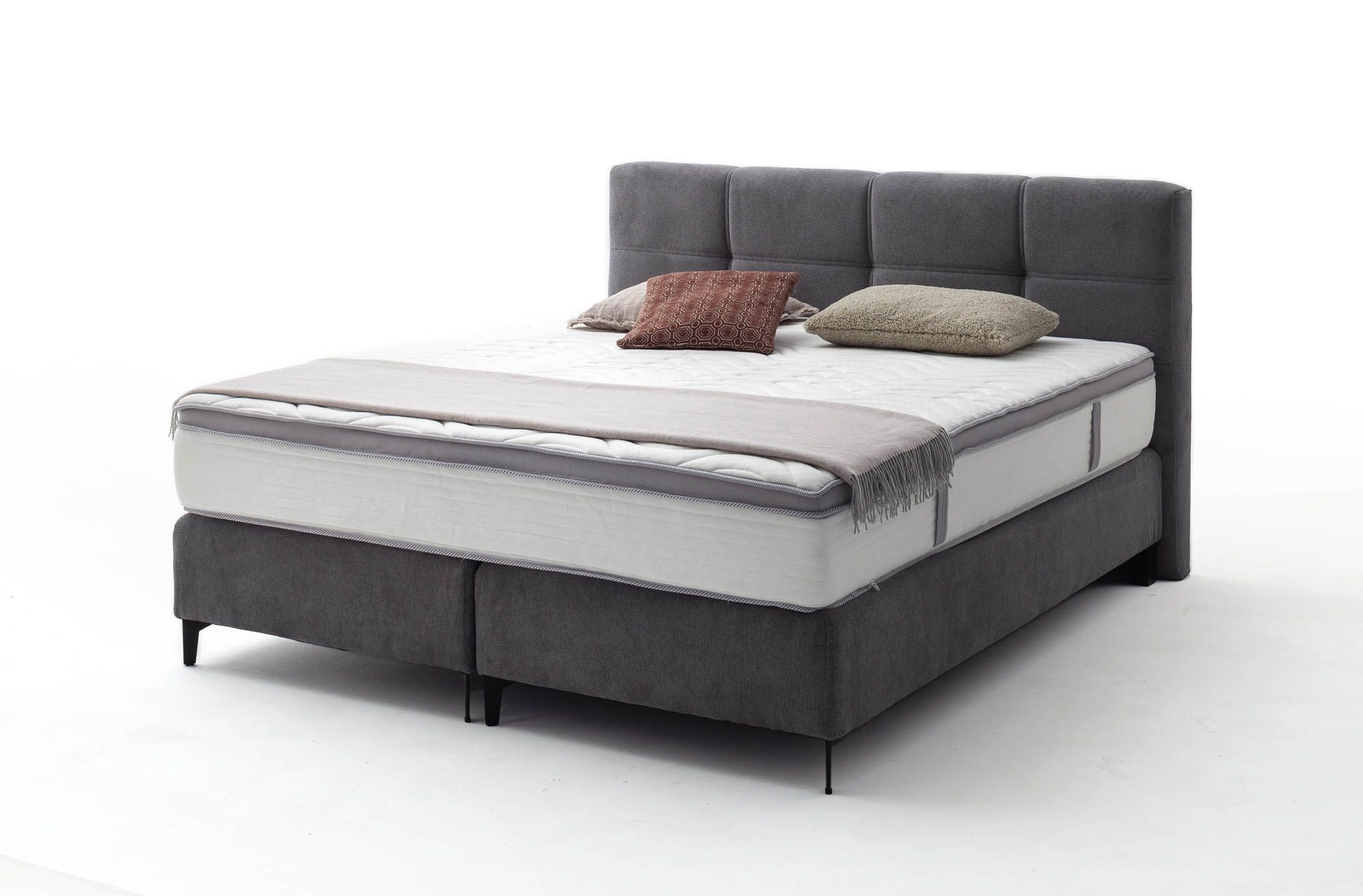 Boxspringbett stoff grau - 180 x 200 cm - Hanke