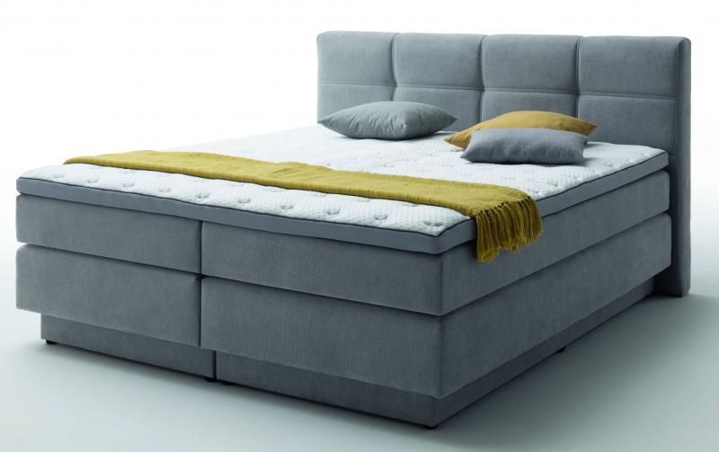 Boxspringbett mit Taschenfedekern-Matratzen (H3/H4, wendbar) und integriertem Topper - inkl. Basisboxen mit Bettkasten und Bonellfederkern - Sun Garden Portage
