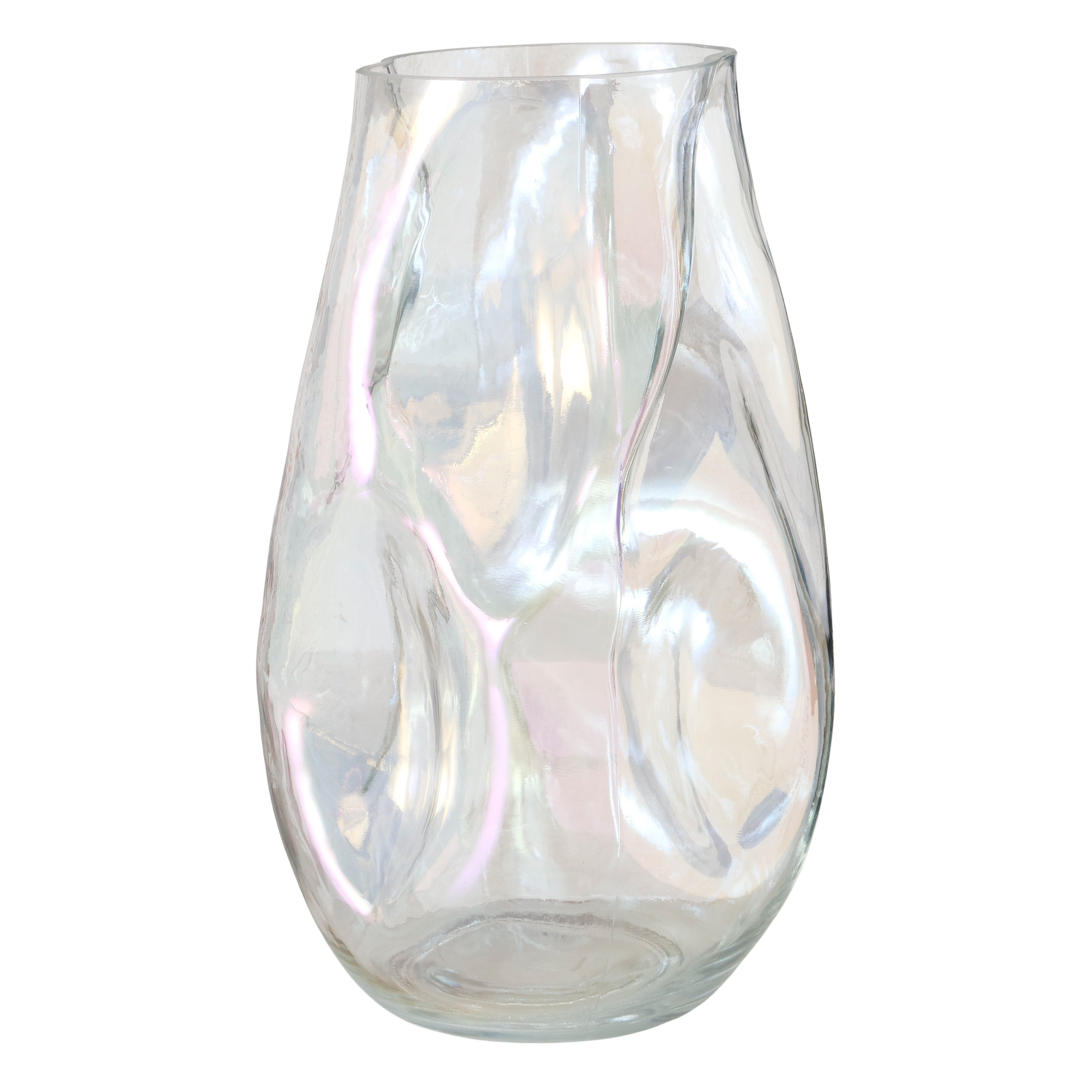 Boltze Vase Lojin – Elegante Glasvase mit schimmerndem Türkis-Iris-Effekt