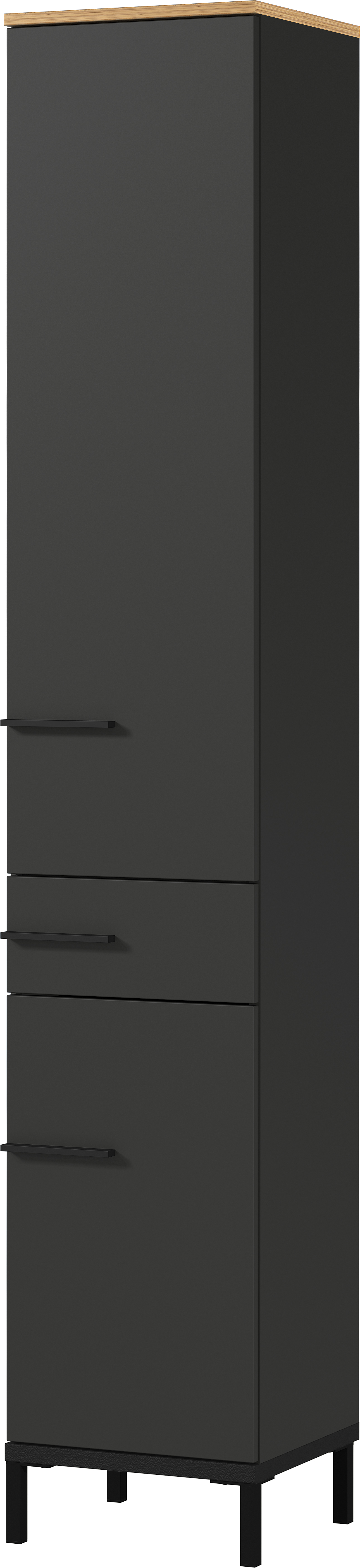 Hochschrank Graphit & Navarra Eiche Nachbildung - Barcelona - mit 2 Türen und 1 Schubkasten