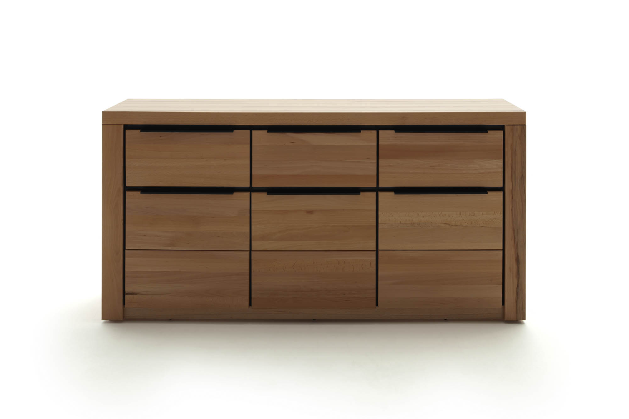 Sideboard 3 Holztüren und 3 Schubkästen - Buche massiv -  Broderick