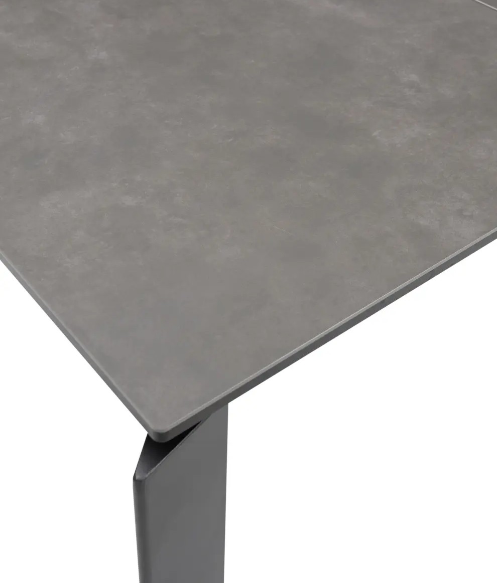 Esstisch ausziehbar auf 240 cm - Tischplatte Keramik anthrazit auf 10 mm Sicherheitsglas  -  Parintins