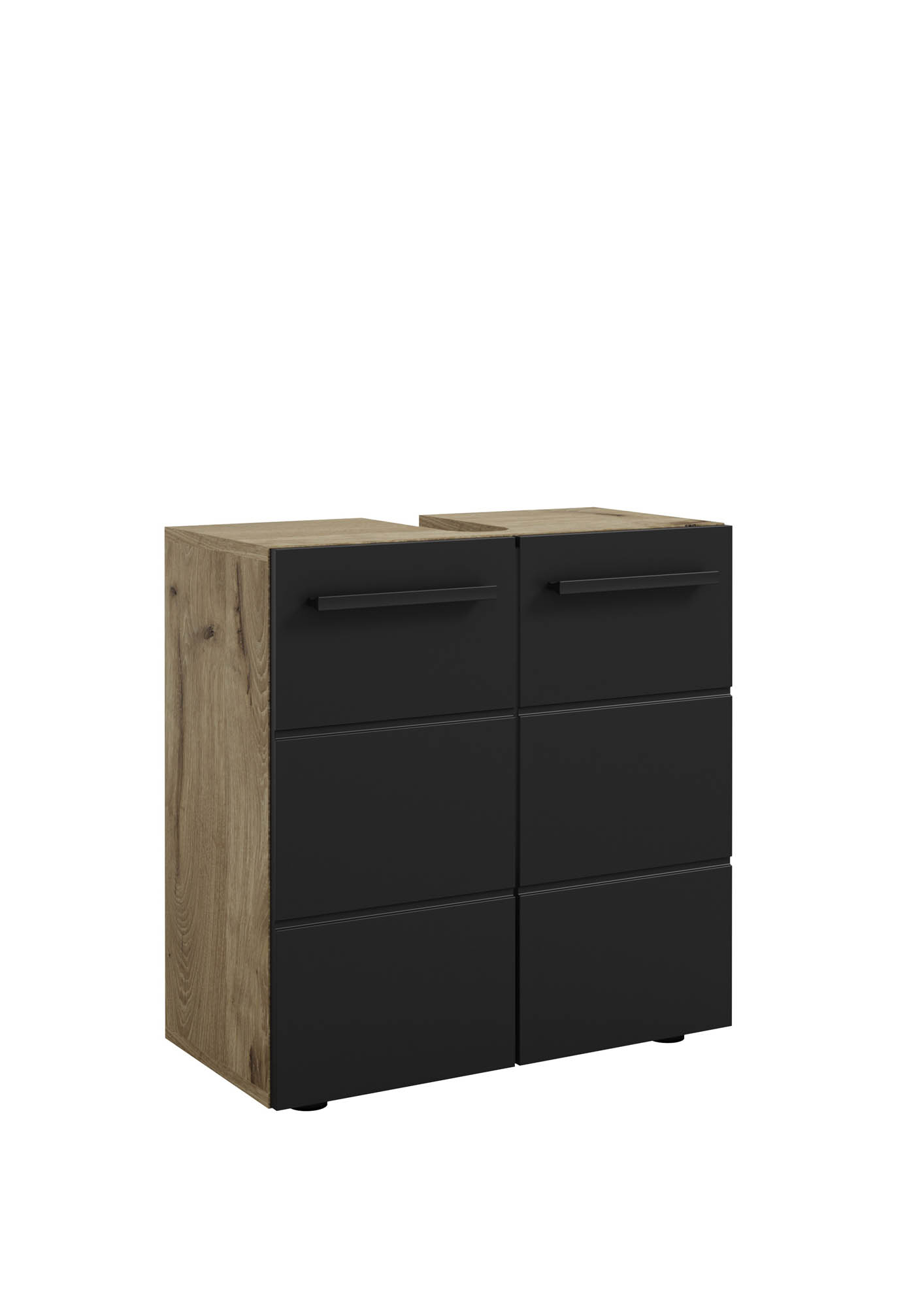 Waschbeckenunterschrank schwarz &  Viking Oak - Florenz - mit 2 Türen und 1 Einlegeboden