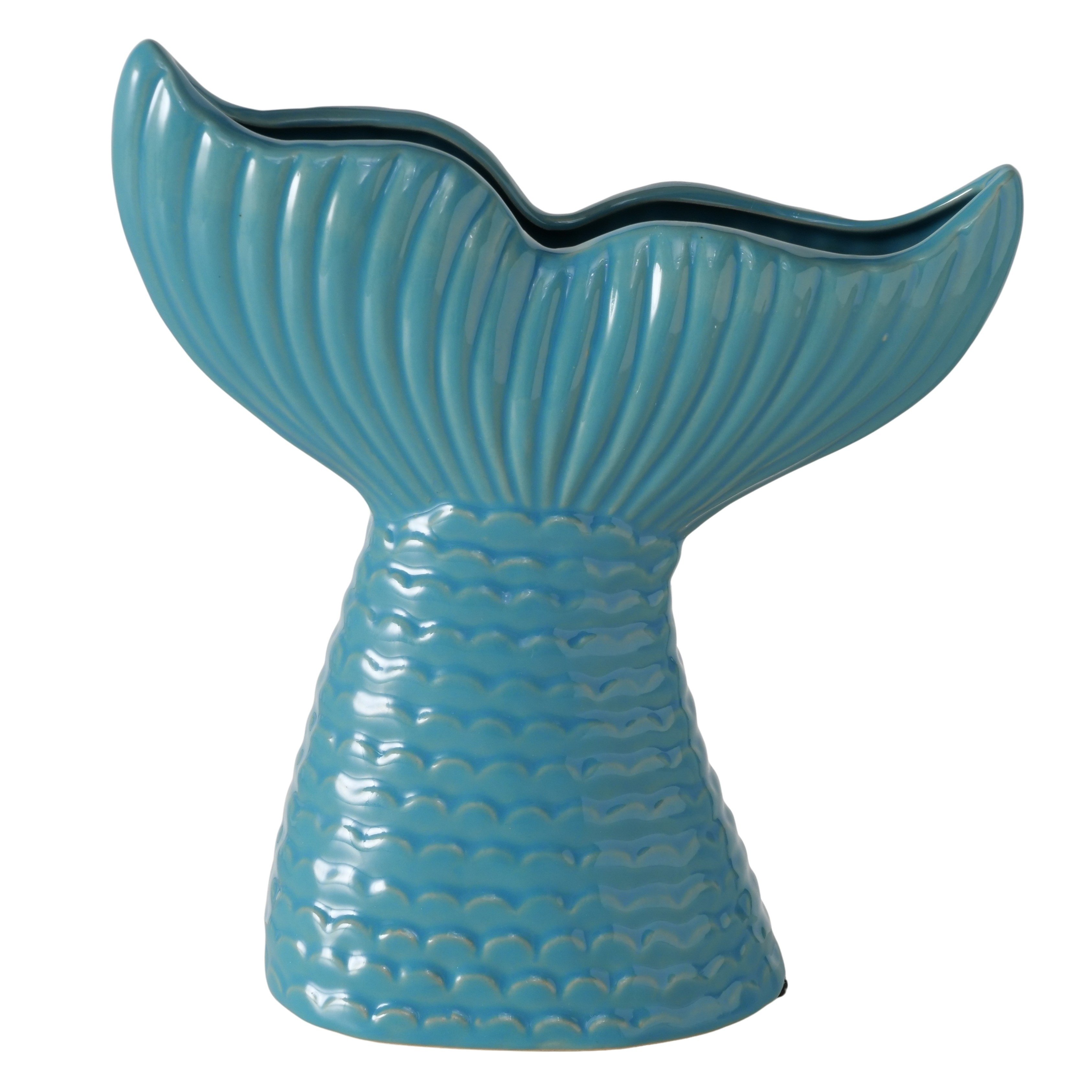 Boltze Vase Pesco – Moderne Keramikvase in Blau mit strukturierter Oberfläche