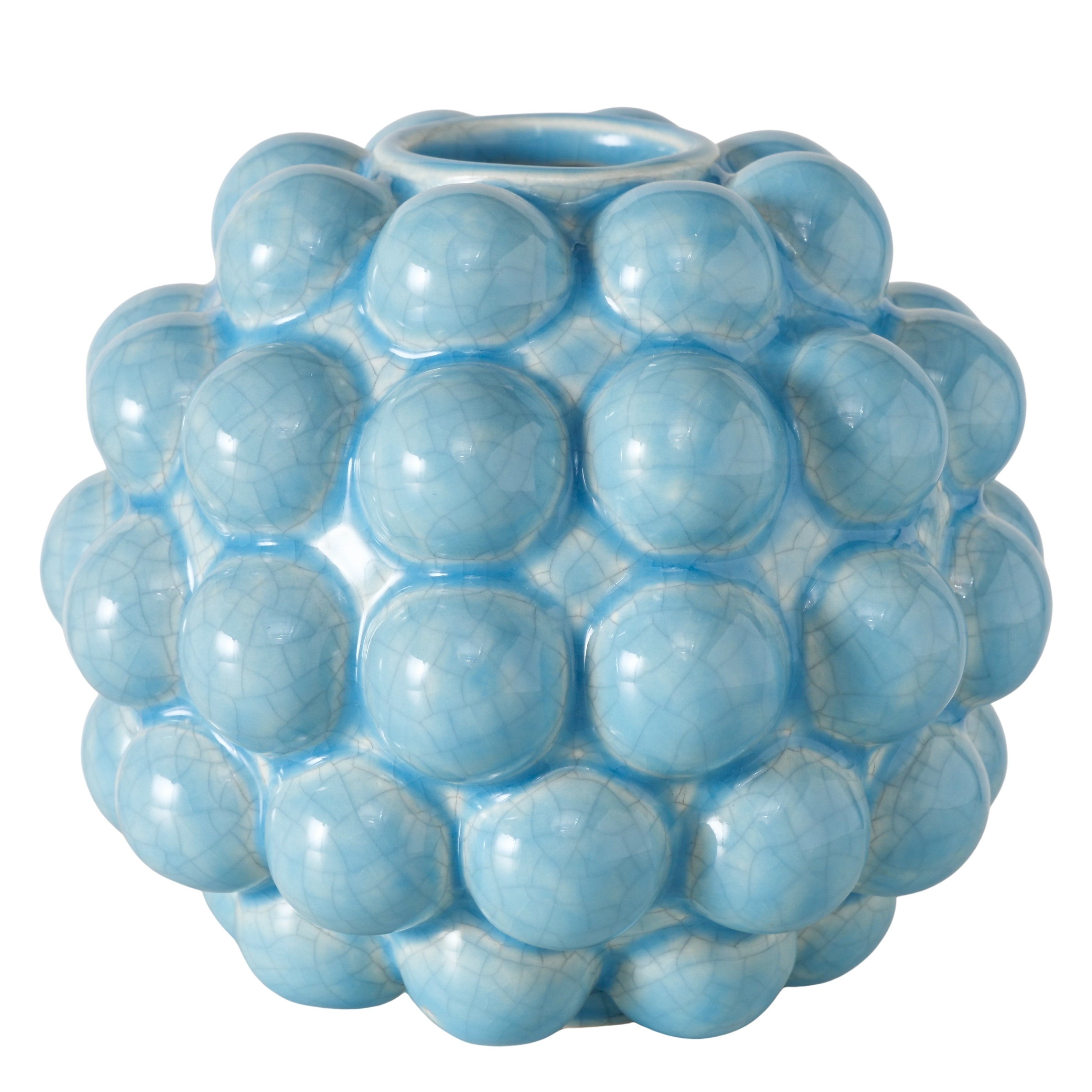 Boltze Vase Morten – Moderne Keramikvase in Türkis mit kugeliger Struktur