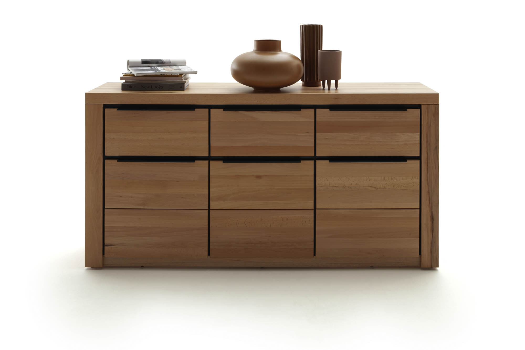 Sideboard 3 Holztüren und 3 Schubkästen - Buche massiv -  Broderick
