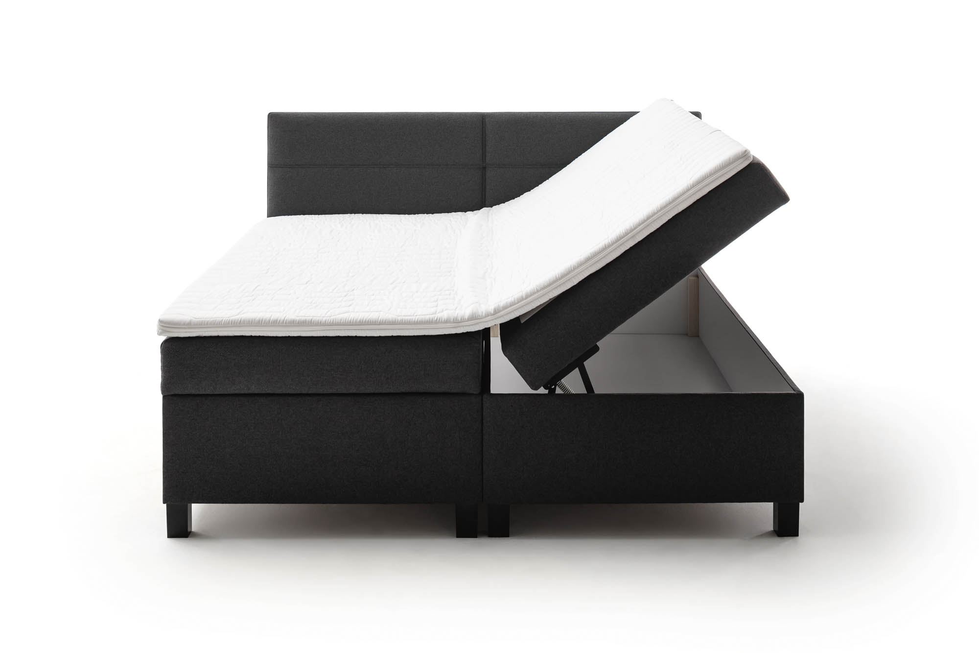 Boxspringbett anthrazit grau 180 x 200 cm - inkl. Komfortschaumtopper, Bettkastenfunktion - Sun Garden Tromso
