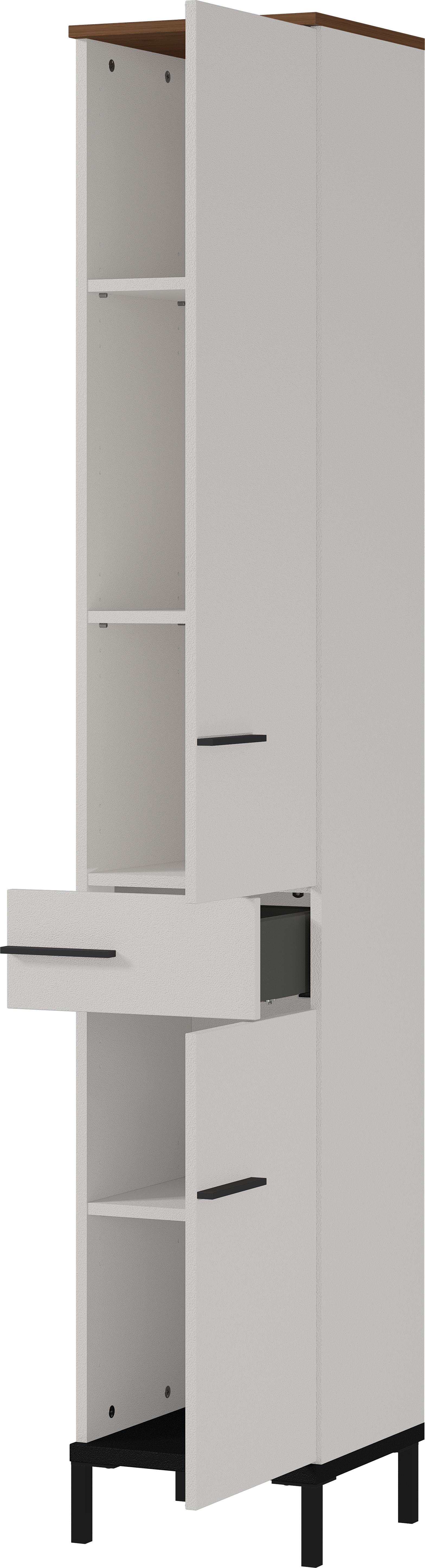 Hochschrank Kaschmir &  Nussbaum Nachbildung - Barcelona - mit 2 Türen und 1 Schubkasten