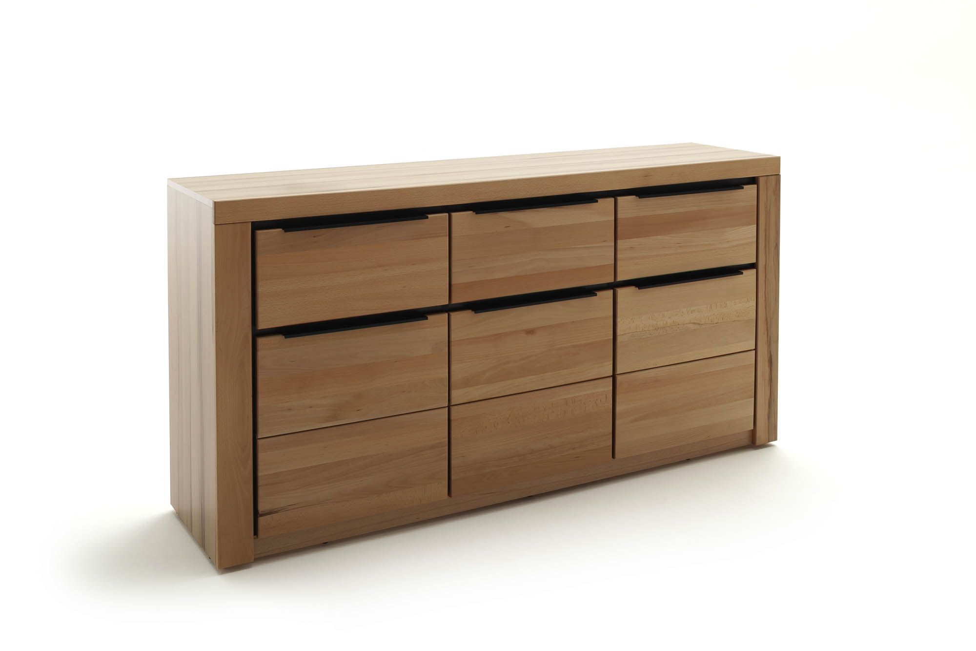 Sideboard 3 Holztüren und 3 Schubkästen - Buche massiv -  Broderick