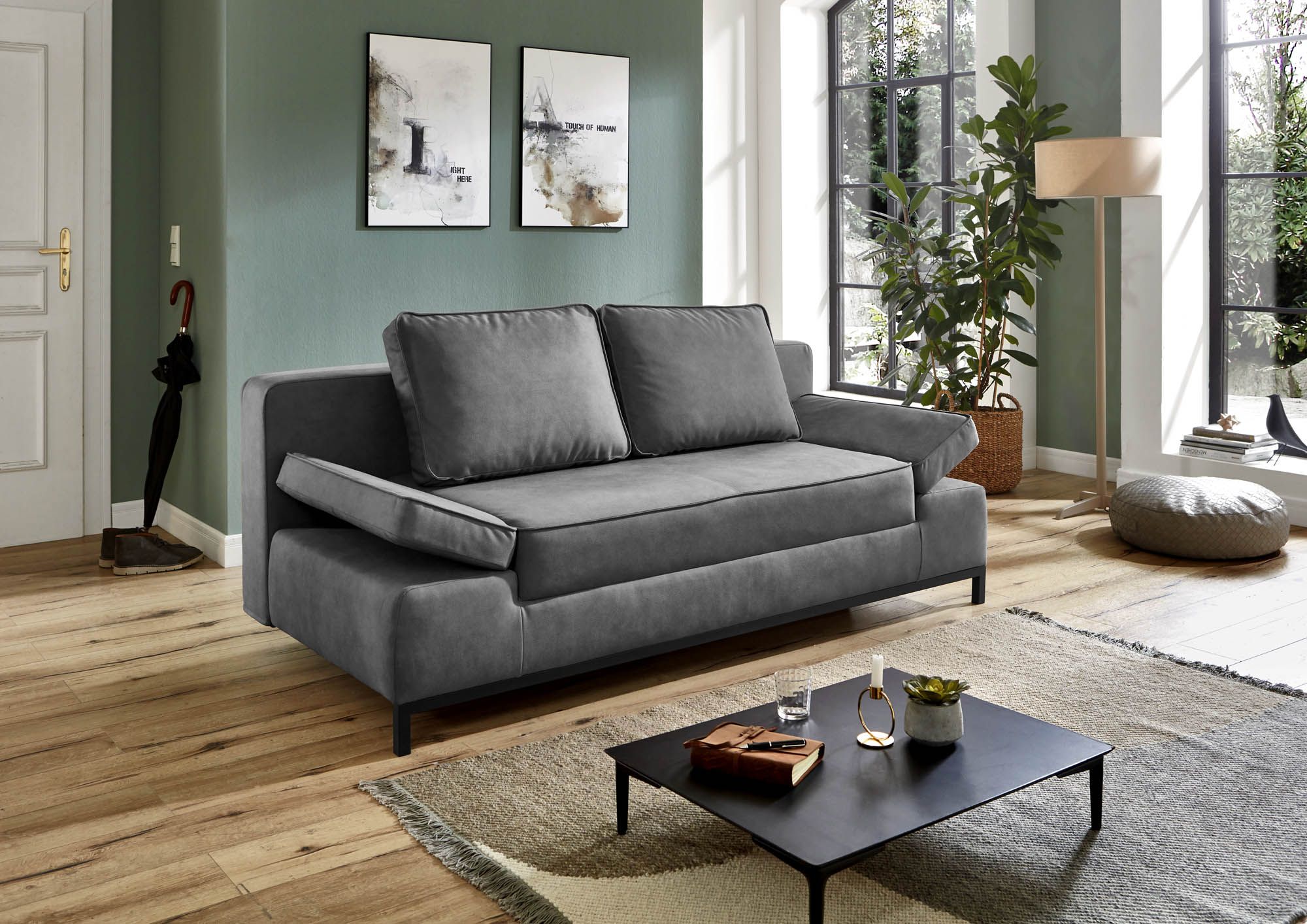 Funktionssofa Jarny Grau - mit Bettkasten und Schlaffunktion