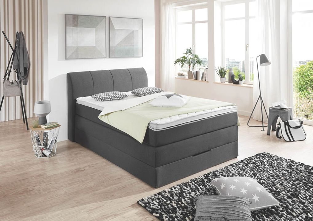 sun garden Boxspringbett BX1440 Modesto grau 100 x 200 cm