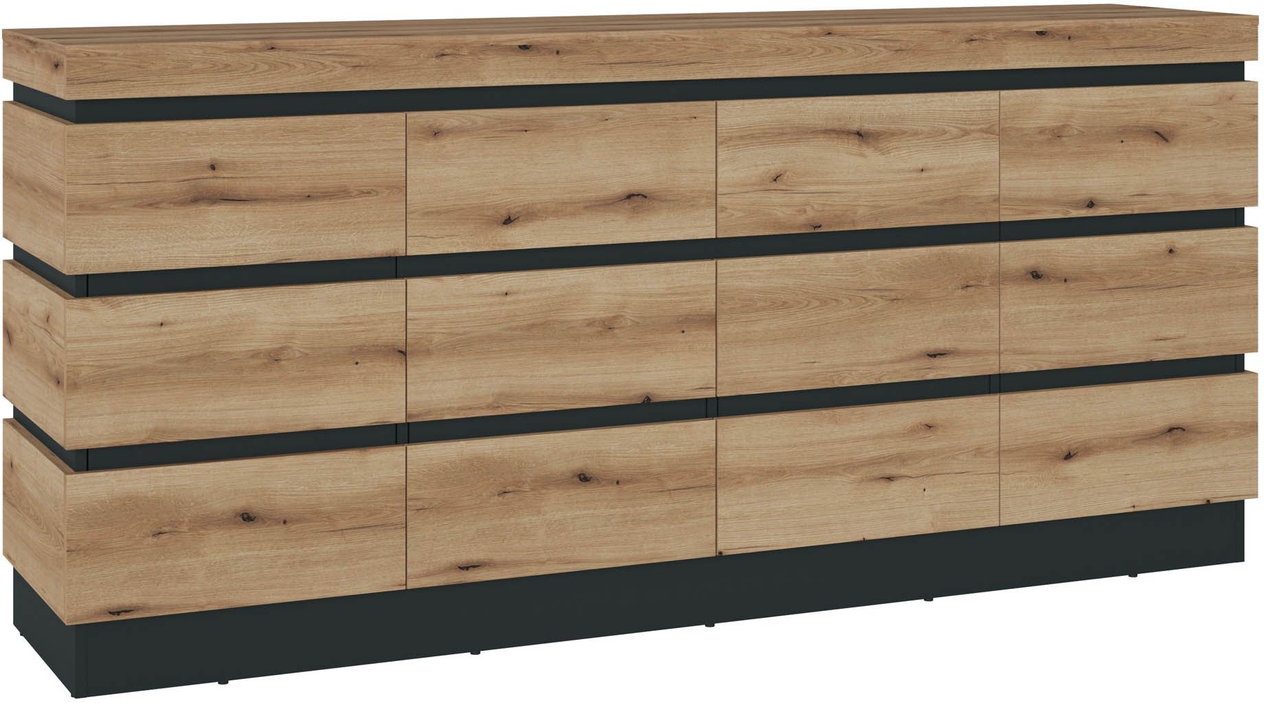 Kommode Coast Evoke Eiche Dekor / Kosmos Grau - Corte - mit Softclose-Funktion