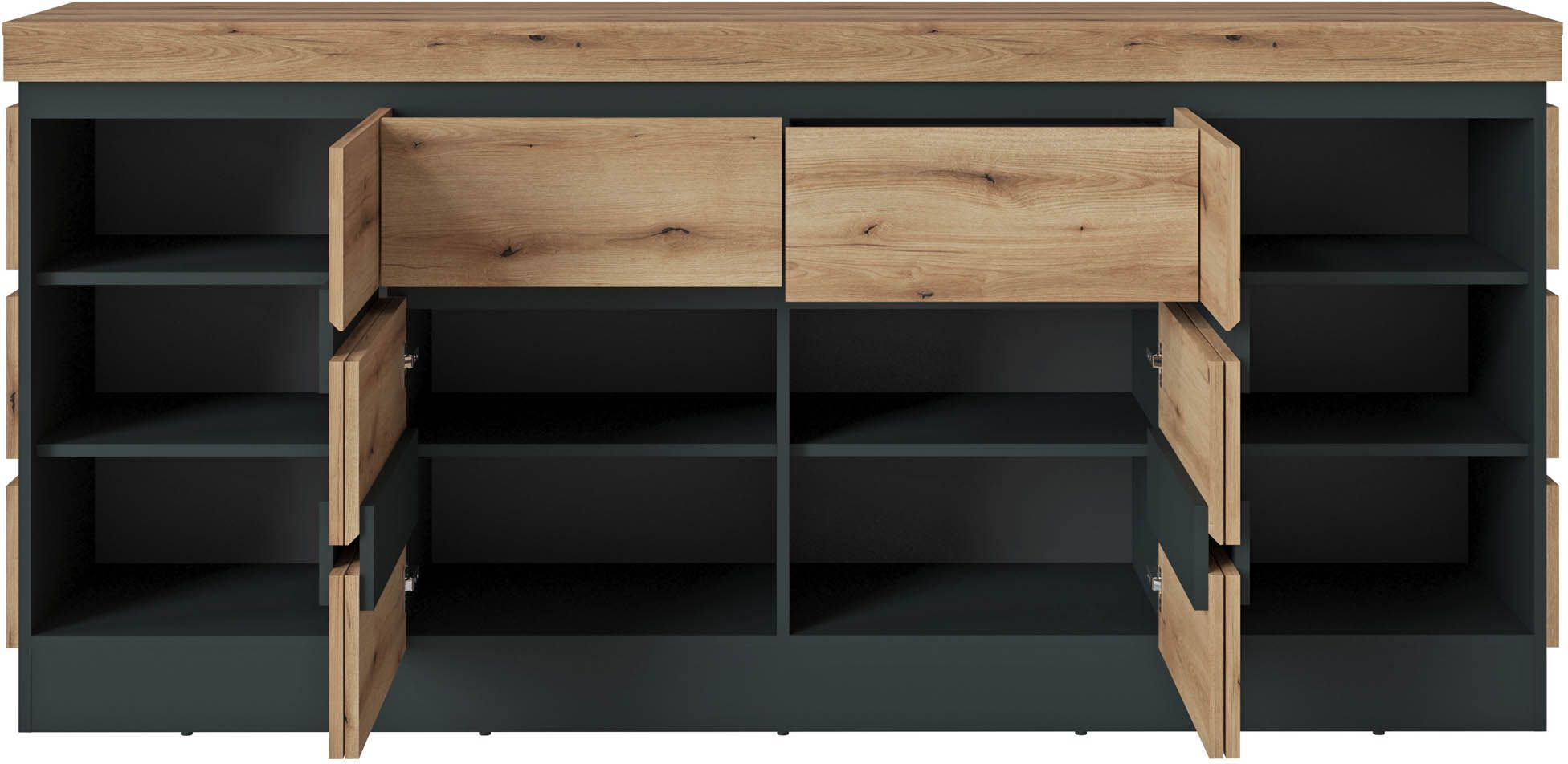 Kommode Coast Evoke Eiche Dekor / Kosmos Grau - Corte - mit Softclose-Funktion